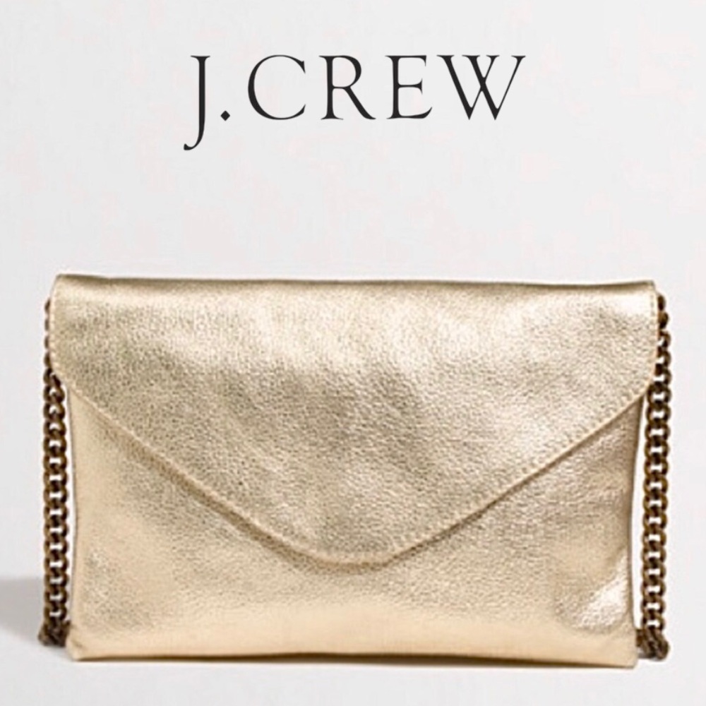 🌸 J. Crew Leather Envelope Bag / Clutch in Gold